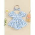 thumbnail image 4 of Liacowi Baby Girls Summer 2Pcs Clothes 3M 6M 12M 18M Infant Newborn Girls Short Sleeve Daisy Print Sweet Romper with Headband, 4 of 9