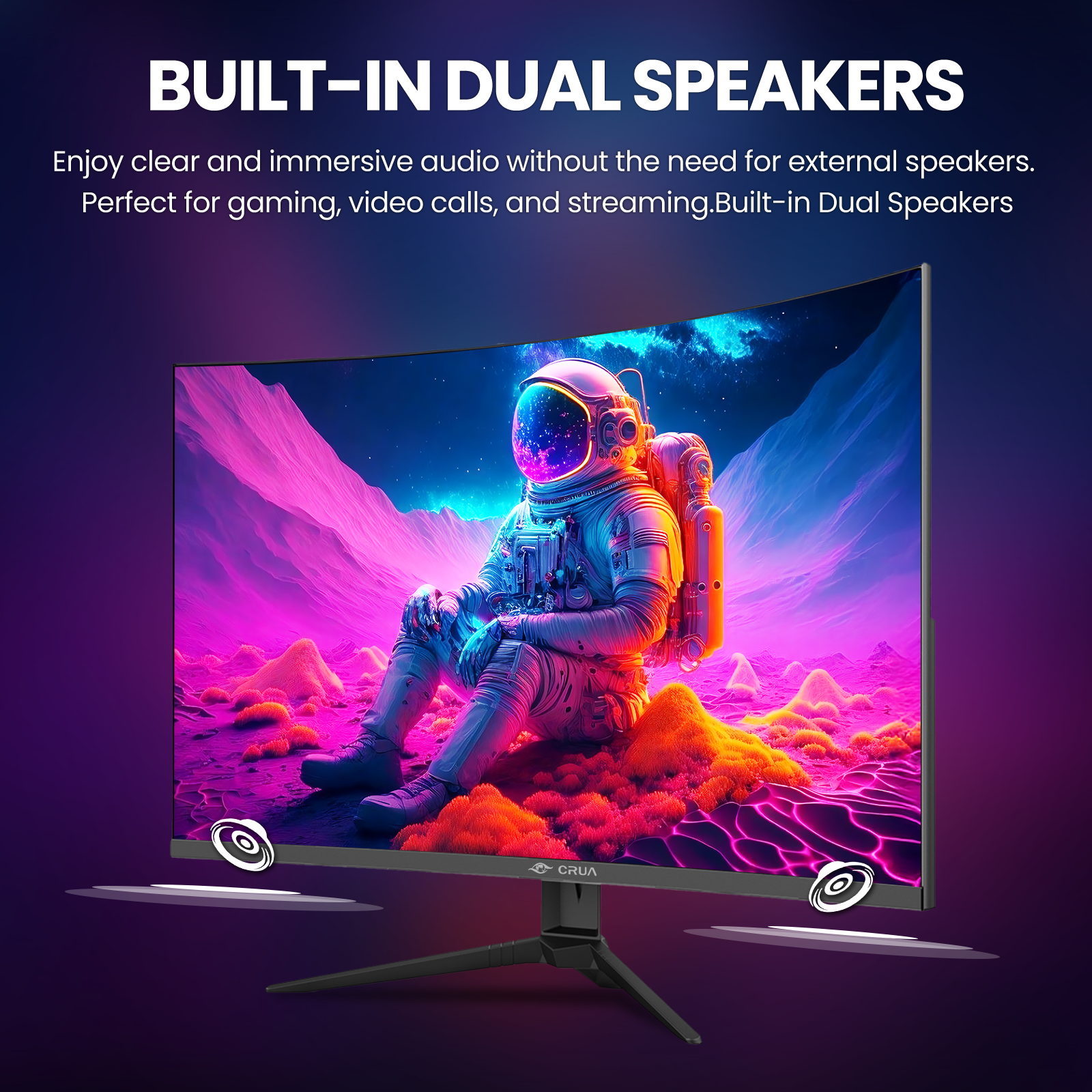 CRUA 27'' 2K 260Hz Curved Gaming Monitor, QHD 1440P,1800R, with Built-in Speakers, Support AMD FreeSync, 120% sRGB, Blue Light Filter, Wall Mountable-Black