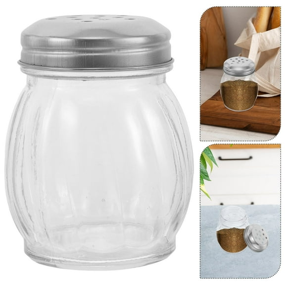 HOMEMAXS 2pcs Glass Seasoning Bottles Spice Containers Transparent Seasoning Shaker Kitchen Countertop Seasoning Jars Salt Shakers