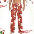 thumbnail image 2 of Mens Xmas Pj Pants Elastic Waist Christmas Print Holiday Casual Pants Bottoms Celebrating Xmas Gifts Loose Fit Mens Sleepwear Pajamas Orange M, 2 of 4