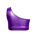 thumbnail image 2 of iEFiEL Kids Girls Metallic One Shoulder Dance Crop Top Shiny Sequins Tiered Ruffles Asymmetrical Dance Tops Purple 10, 2 of 5
