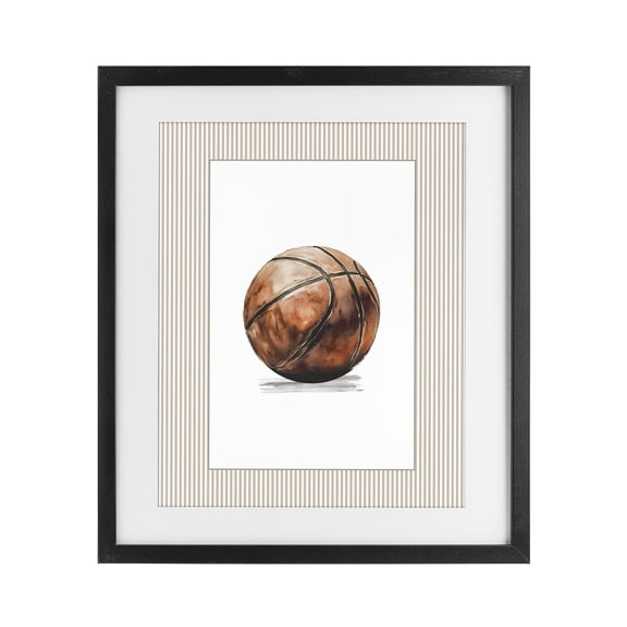 Stupell Industries Eclectic Vintage Sports Basketball Black Framed Print Under Glass, 13 x 16, by Christine Simpson Art