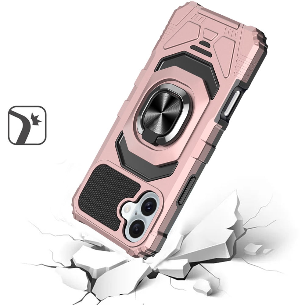 For TCL 50 XE 5G Hybrid Dual Layer with 360° Rotate Magnetic Ring Stand Holder Kickstand TPU Rugged PC Shockproof Cover ,Xpm Phone Case [ Rose Gold ]
