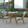 thumbnail image 3 of Emma + Oliver Indoor/Outdoor Bistro Style 31.5 in. Table with White & Navy PE Rattan, Glass Top, and Two Chairs - Natural Frame, 3 of 10