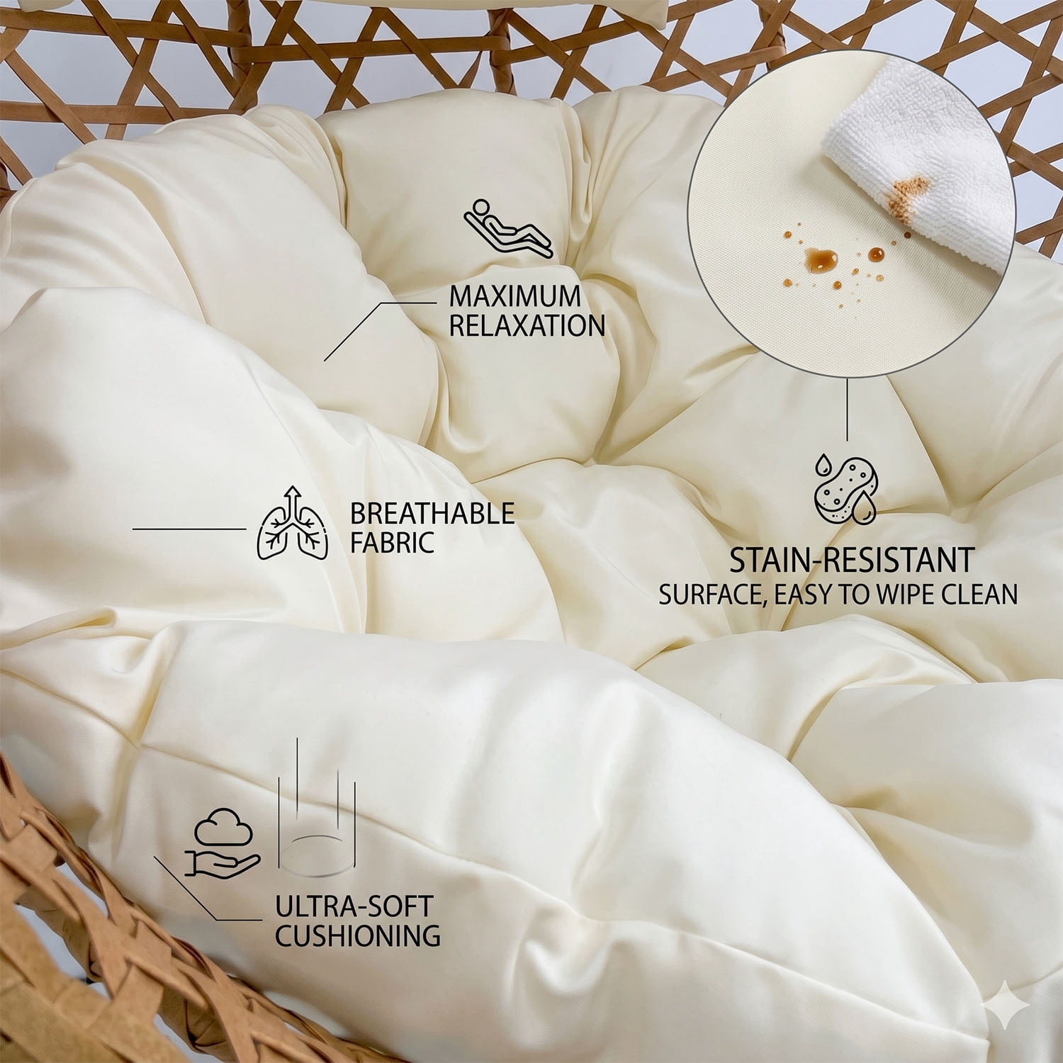 Folding PE Rattan Hanging Egg Chair with Stand, Yellow Indoor Outdoor Hammock Swing Basket Chair, Aluminum Steel Frame for Patio Balcony Backyard Bedroom