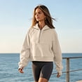 thumbnail image 3 of Womens Sweatshirts Half Zip Fleece Pullover Fall Outfits | Fall Fashion Clothes 2026,Cropped Sweatshirts,Cute Y2k Tops,Winter Loungwear Outfits Beige S, 3 of 7