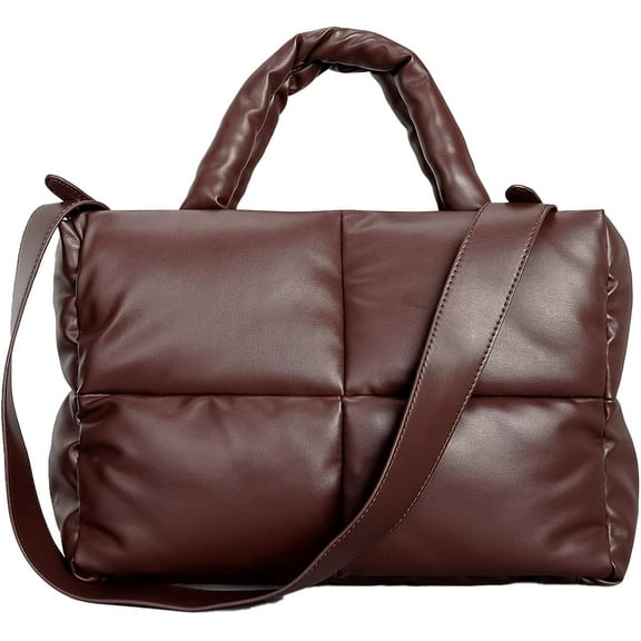 Kukuzhu Puffer Tote Bag, Puffy Bags for Women Light Winter Down Cotton Padded Quilted Tote Bag Shoulder Handbags Purse