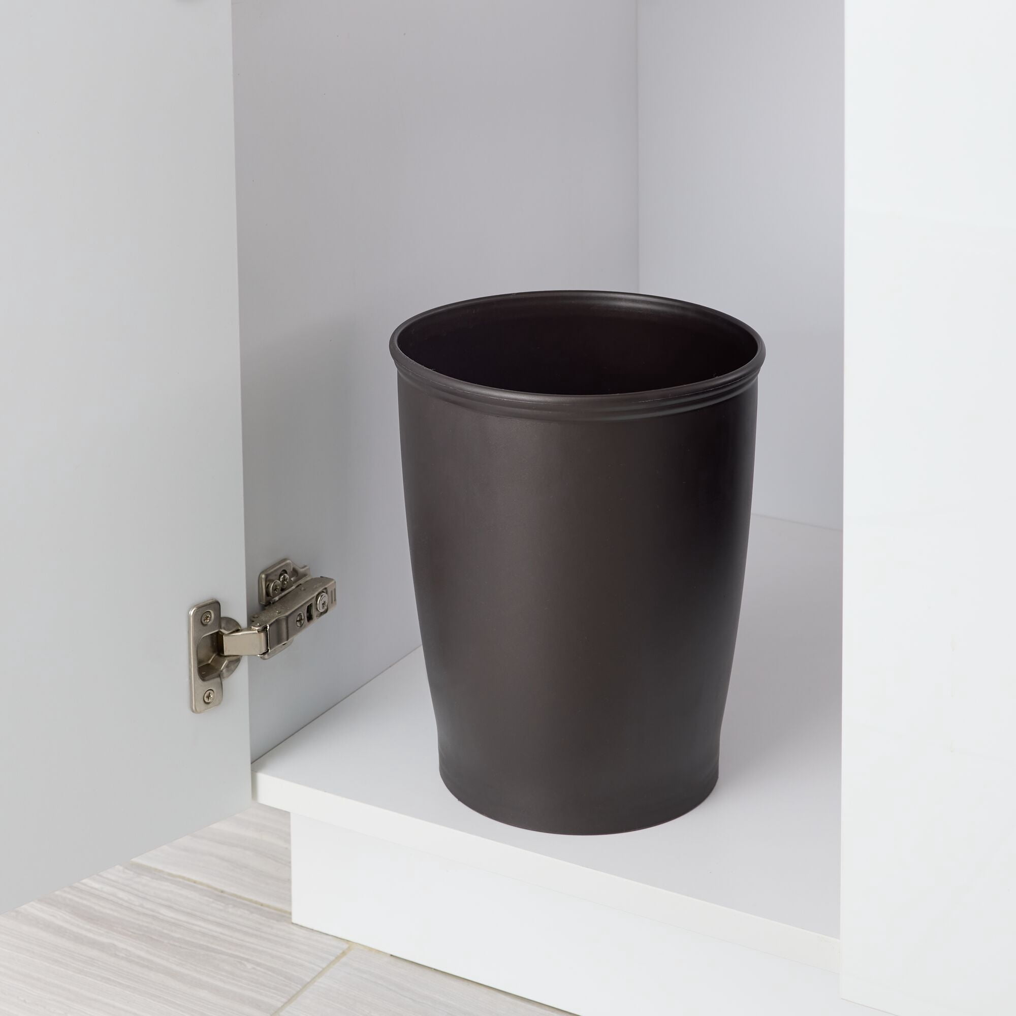 iDesign Kent Bathroom Trash Can, 1.6 Gallon Plastic Round Slim Open Top Garbage Bin, 2 Pack, Bronze