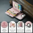thumbnail image 7 of For iPhone 16e Case, Detachable 2 in 1 PU Leather Zipper Wallet Case for Women Men with RFID Blocking Removable Card Holder Slot Magnetic Closure Shockproof Protective Phone Cover,Pink, 7 of 7