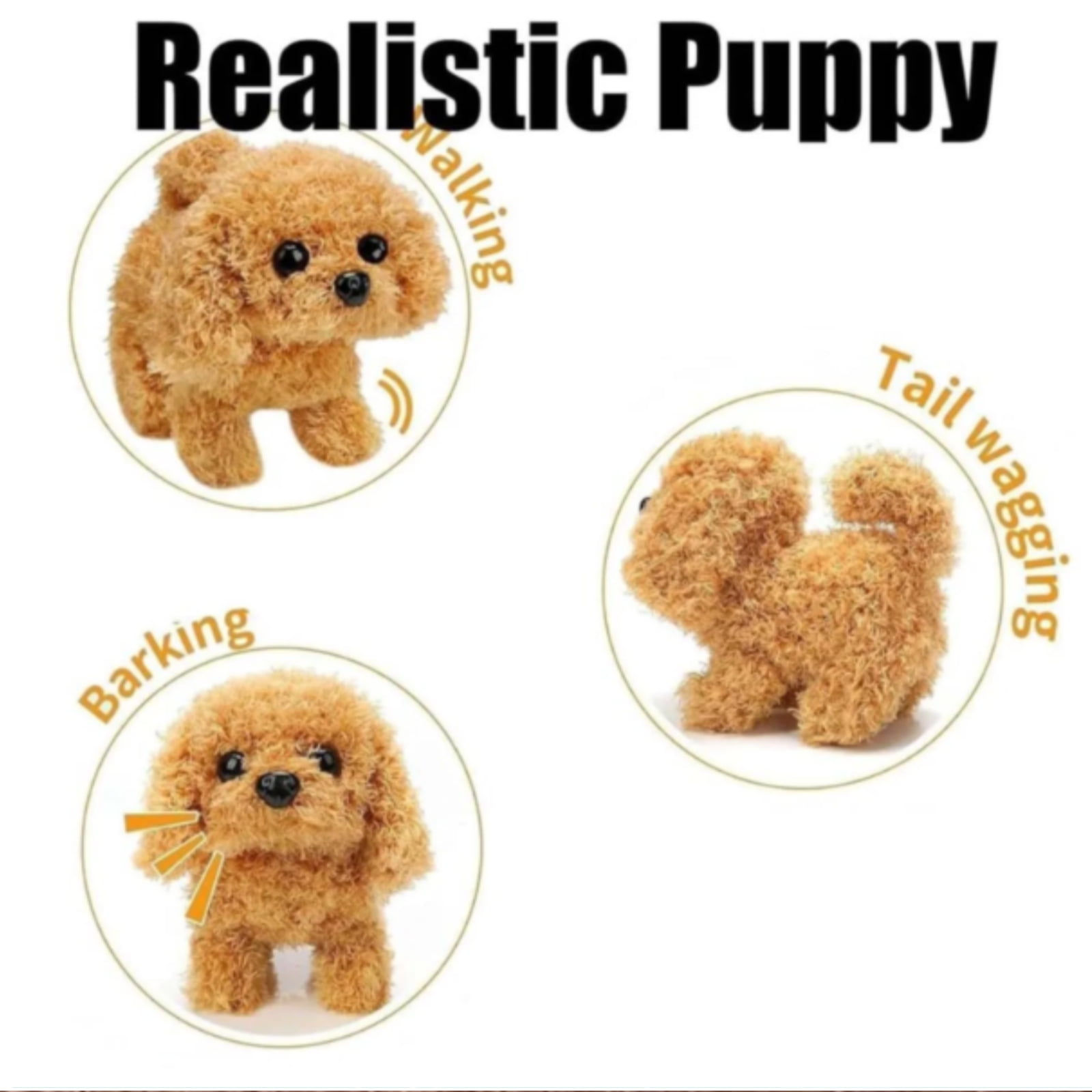 Robot Dog Plush Toy Puppy Electronic Interactive Dog - Walking, Barking,Tail Wagging,Realistic Robot Puppy,Stretching Companion Animal for Kids Toddlers,Brown (Ages 3-6)