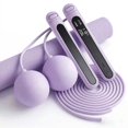 thumbnail image 1 of Cuerda para saltar inalámbrica con mostrador y diseño que no se enreda, color morado, 1 of 9