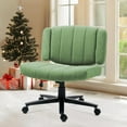 thumbnail image 3 of Criss Cross Chair with Wheels – Comfortable Vanity Chair, Wide Rolling Cross Legged Office Chairs with Arms, Adjustable Desk Chairs Comfy for Home Office (Green), 3 of 16