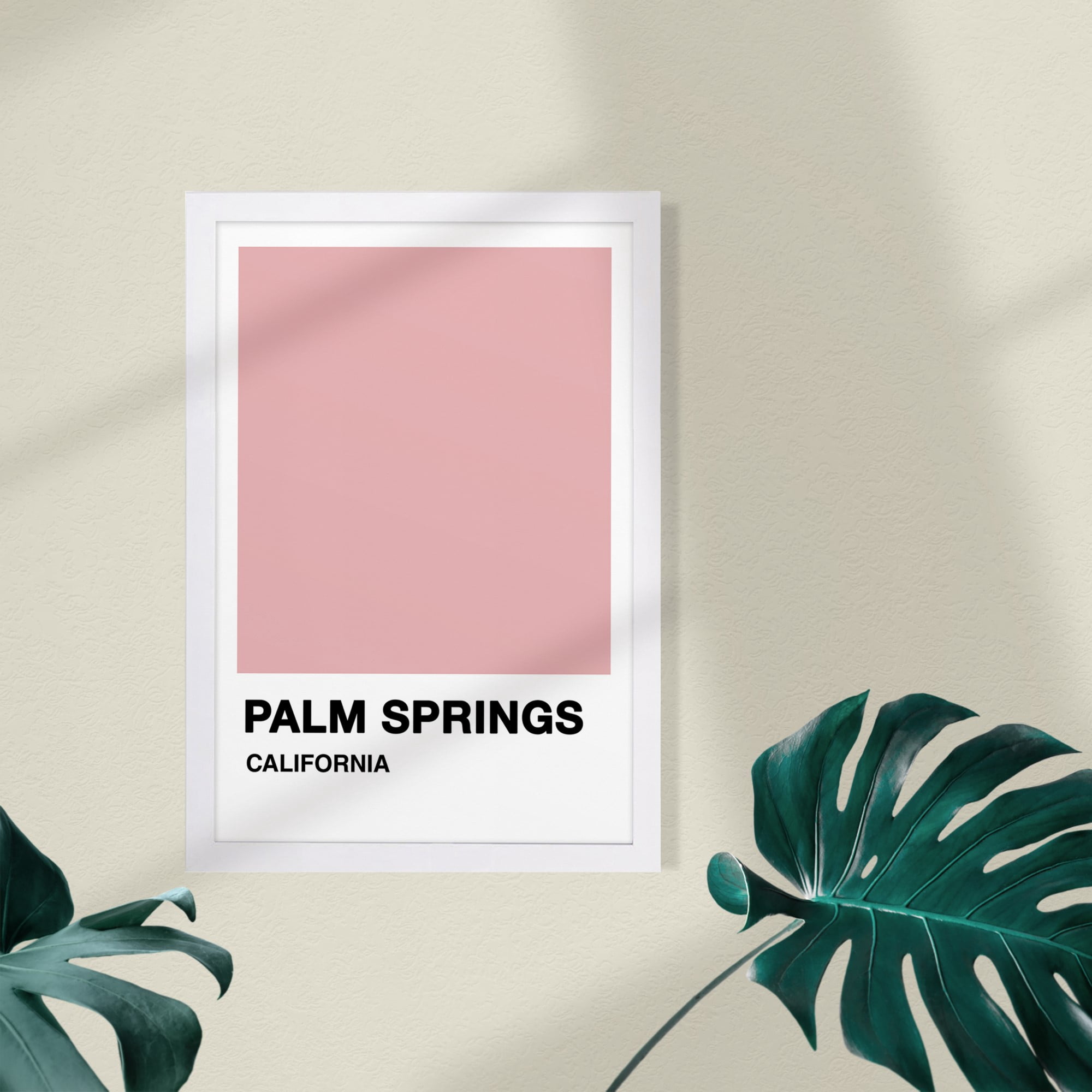 Wynwood Studio Cities and Skylines Framed Wall Art Prints 'Palm Springs Color Swatch' United States Cities - Pink, White, 13" x 19"