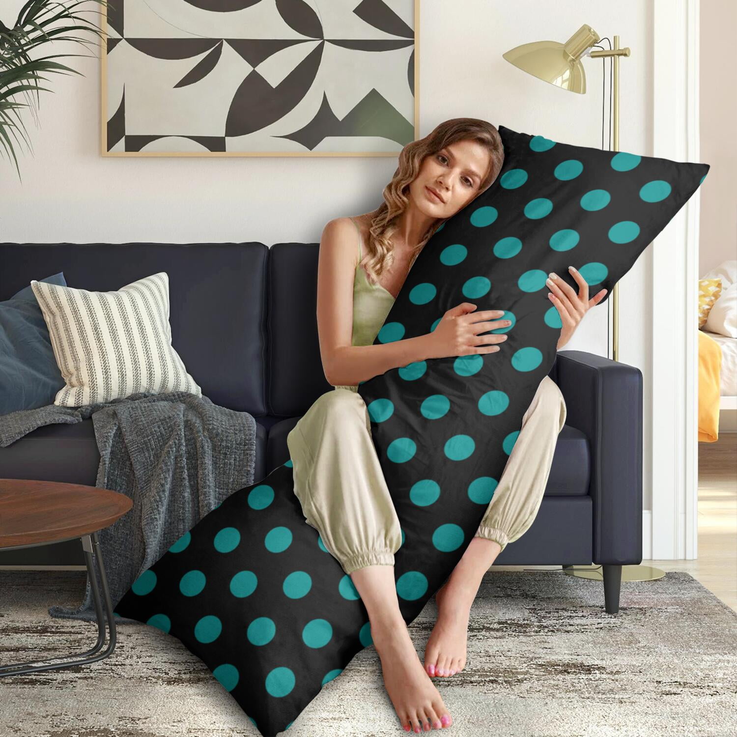 Colorful Dots 20x54 Body Pillow Cover - Breathable & Stretchy Long Pillow Protector - Classic Polka Design for Maternity, Back, and Knee Support