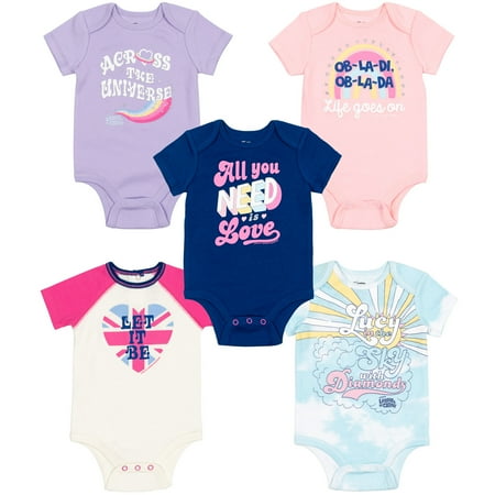 

Lyrics by Lennon and McCartney Infant Baby Girls Cuddly Short Sleeve Bodysuit Blue / Purple / Pink 18 Months