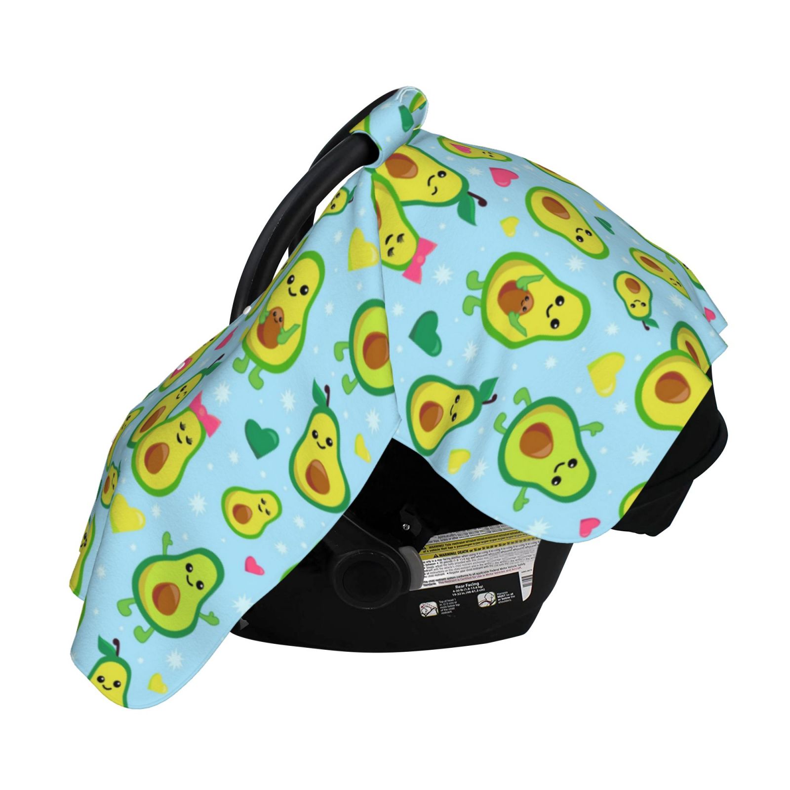 Naloa Cartoon Avocado Baby Car Seat Cover, Breathable Baby Carrier Cover, Multiuse Baby Carrier Cover & Nursing Breastfeeding Cover