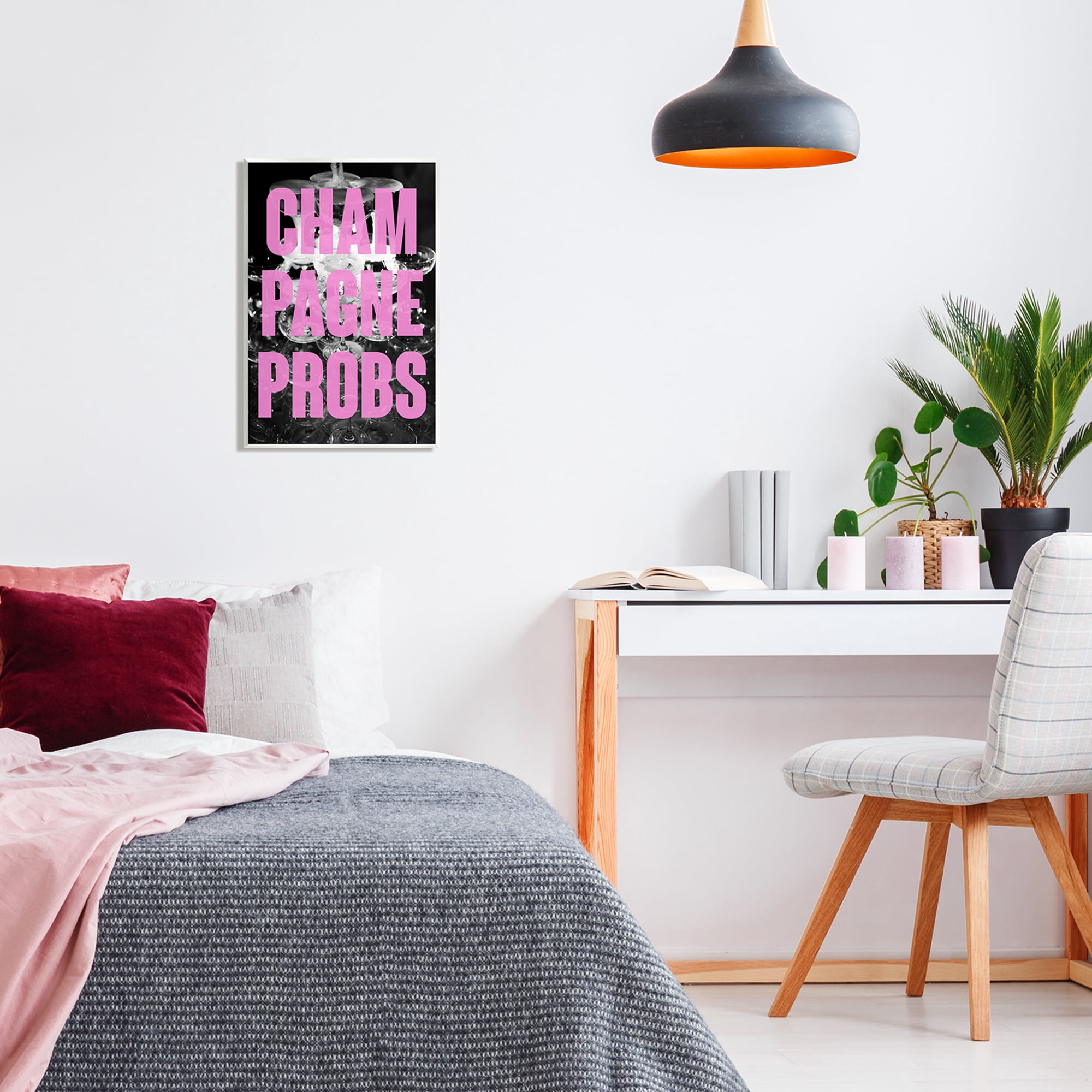 Stupell Industries Champagne Probs Phrase Food & Beverage Painting Unframed Art Print Wall Art, 13 x 19