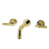 Kingston Brass KS8122KNL Convergent Double-Handle 3-Hole Wall Mount Bathroom Faucet with Knurled Handle in Polished Brass