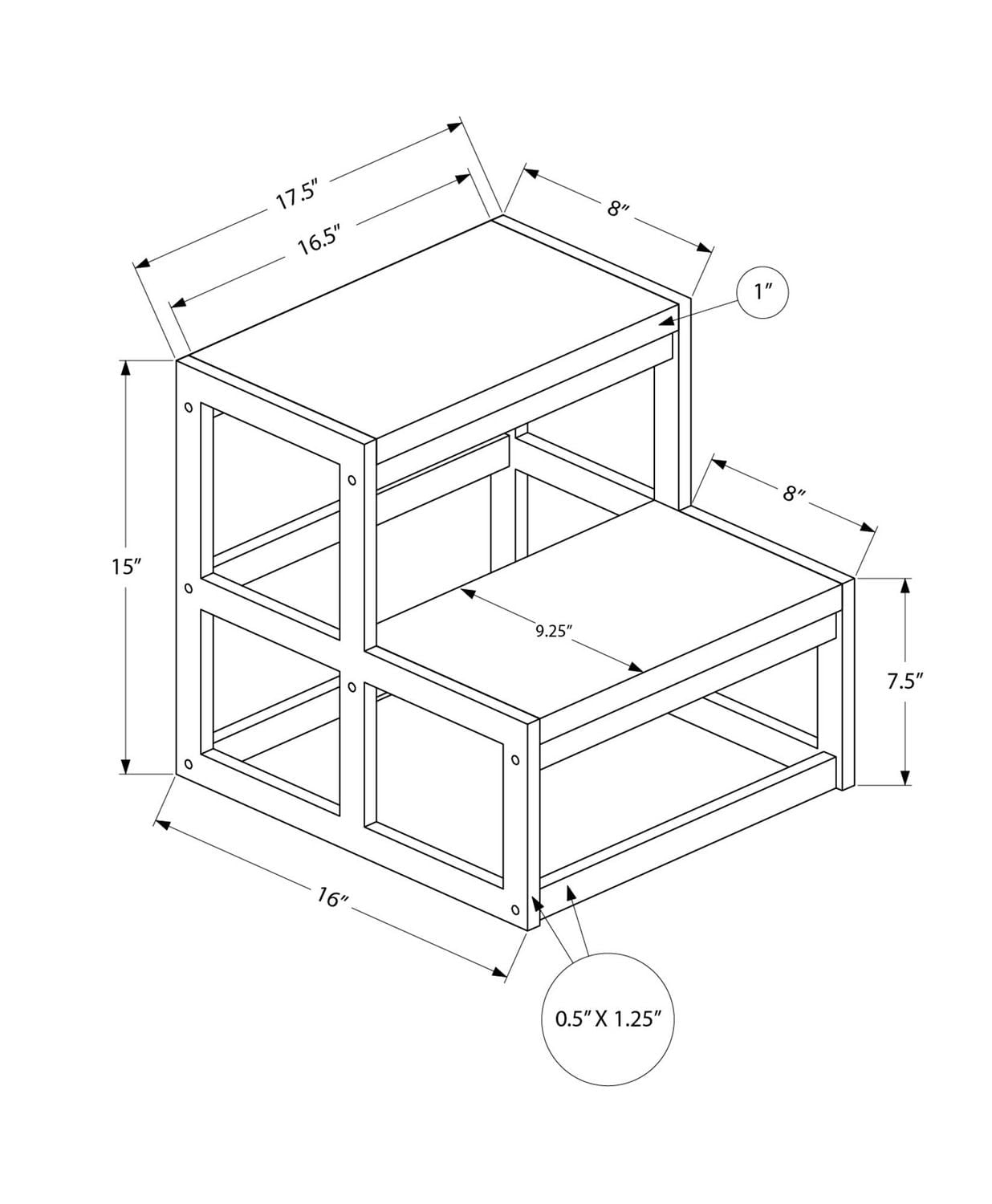 Monarch Specialties  Escabeau, Tabouret À Une Marche, Chambre À Coucher, Cuisine, Métal Noir, Stratifié Taupe Foncé, Contemporain