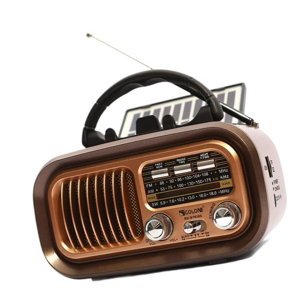 Radio portatil,Radio Portatil Retro Altavoz AM FM SW 3 Bandas,Soporte de radio Tarjeta TF Radio con batería USB,Regalos recargables del altavoz de radio de la decoración del vintage,Altavoz