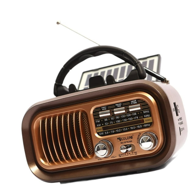 Radio portatil,Radio Portatil Retro Altavoz AM FM SW 3 Bandas,Soporte de radio Tarjeta TF Radio con batería USB,Regalos recargables del altavoz de radio de la decoración del vintage,Altavoz