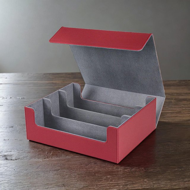 Estuche para cartas de baraja 1800+ Soporte de protección para tarjetas Accesorios multiusos a prueba de golpes rojo forrado en gris CUTICAT Estuche de baraja de cartas coleccionables