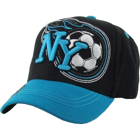 Kid's NY New York Soccer Cap Adjustable Velcro Closure Hat Junior