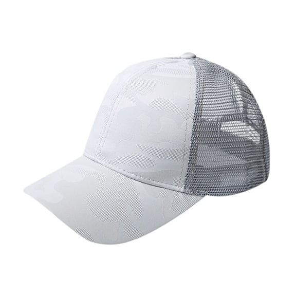 Womens Distressed Baseball Cap Trucker Dad Hat Ponytail Messy Bun Ponycap