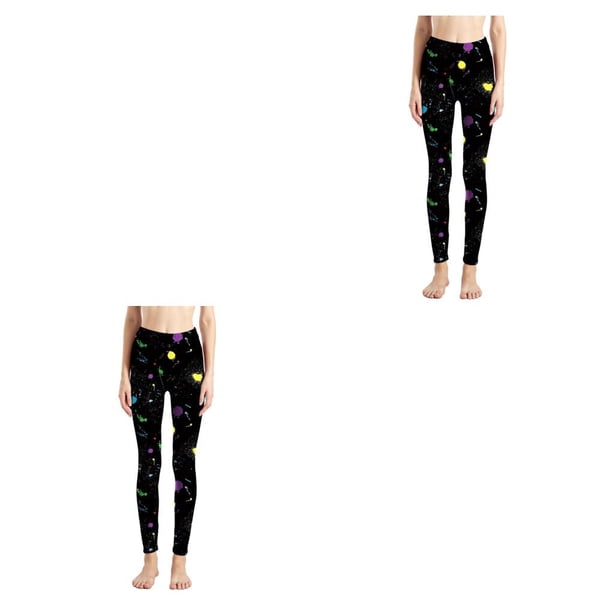 Qarigey Pantalones de Yoga Pow para perros para mujer, mallas con estampados coloridos, mallas deportivas inferiores largas de cintura alta, Tinta 2piezas