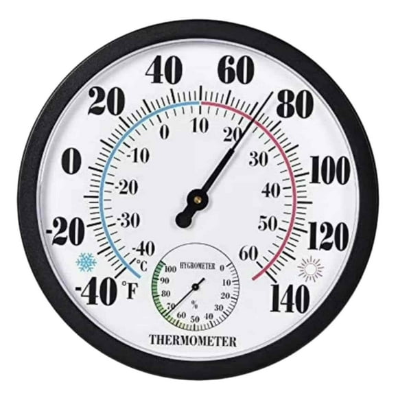Hygromètre Mural Grande Capacité Intérieur Extérieur Sans Batterie 10 Pouces Sans Fil Décoration de Jardin (Noir) Montre 5 Filtres de Remplacement pour Aspirateur d'Eau