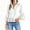 White, variant on Turn-down Collar Women Casual Lace Hem Button Blouse 3/4 Sleeve Tops