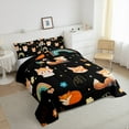thumbnail image 3 of Feelyou Kawaii Fox Black Bedding Comforter Set for Kids, Dreamy Cartoon Animal Twin Comforter Sets, Rainbow Flower Floral Reversible Bedding Set, Microfiber Bedroom Decor, 2pcs, 3 of 8
