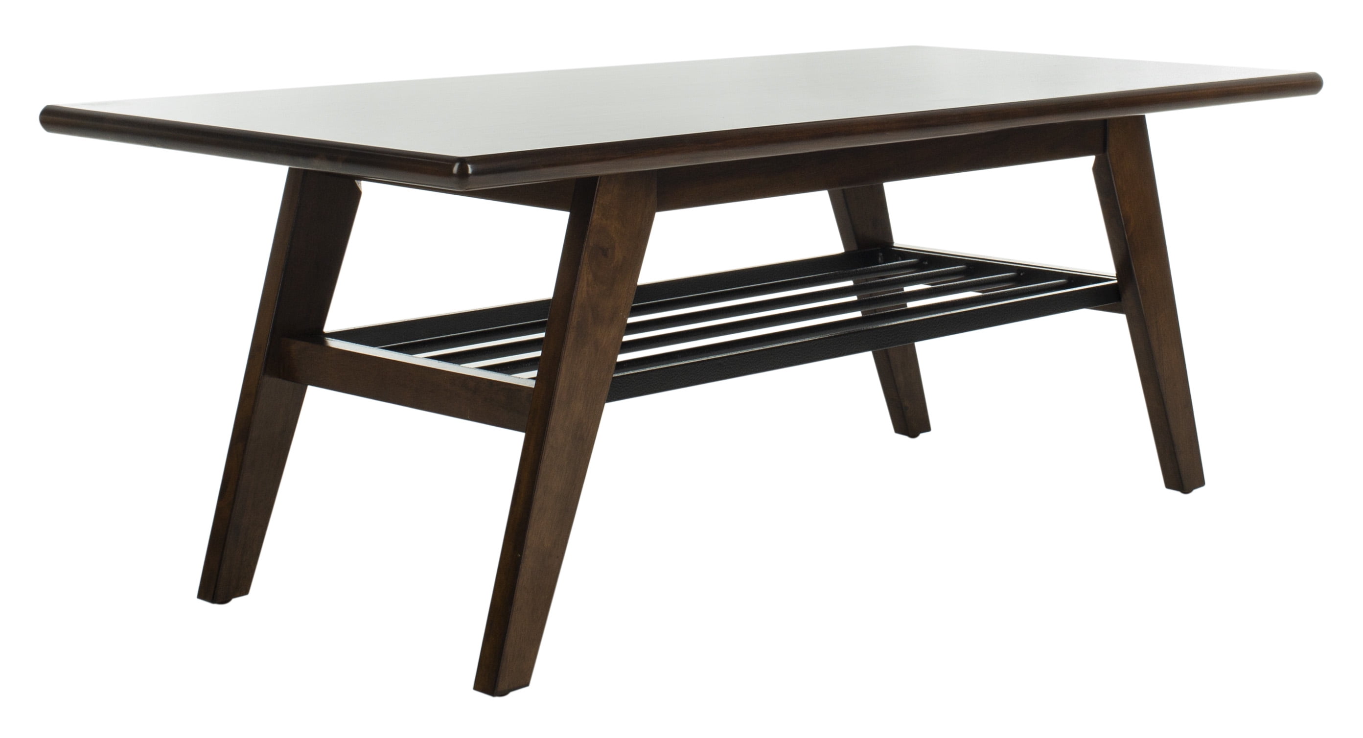 SAFAVIEH Seth 2 Tier Solid Traditional Coffee Table, Dark Walnut