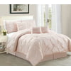 WPM 7 Piece Luxurious Pinch Pleat Decorative Pintuck Comforter Set - HIGHEST QUALITY, ALL SEASON Rose King Size Bedding