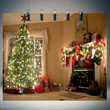 7x5FT Christmas Tree Fireplace Photo Studio Props Photography