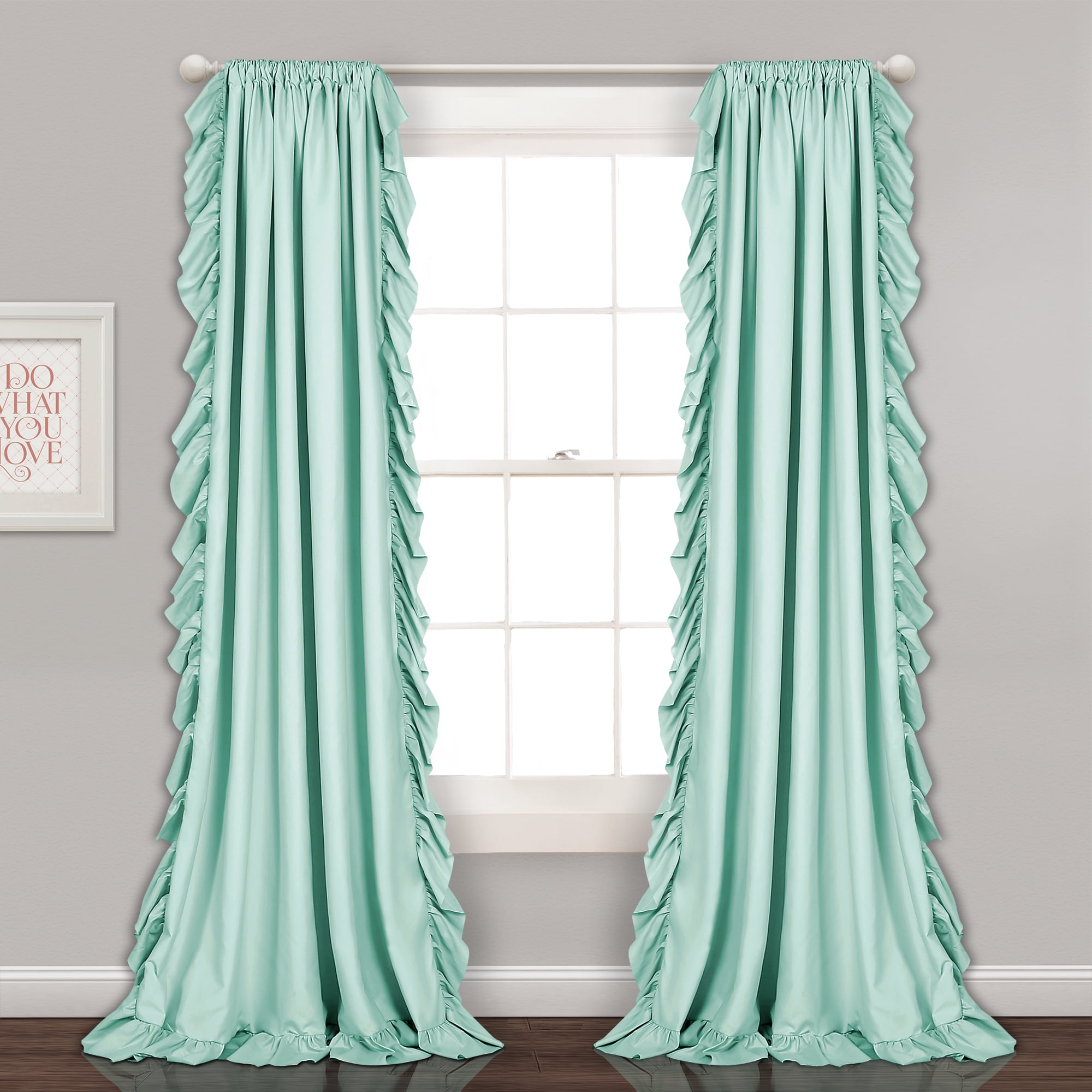 54"x84" Reyna Light Filtering Window Curtain Panel Mint - Lush Décor