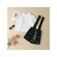 thumbnail image 2 of Bagilaanoe 2pcs Toddler Baby Girls PU Skirt Set Long Sleeve White Shirt Suspender Dress 1T 2T 3T 4T 5T 6T Outfits, 2 of 9