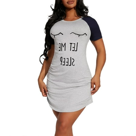 

Casual Round Neck Sleepshirts Short Sleeve Light Grey Women s Nightgowns (Women s)