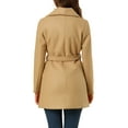 thumbnail image 3 of TRENCH COAT LARGO CON CINTURÓN Y CUELLO CAÍDO PARA MUJERES CHIC CUTE M KHAKI, 3 of 7
