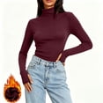 thumbnail image 4 of NominalSnug Womens Fleece Lined Thermal Tops Turtleneck Long Sleeve Shirts Winter Warm Base Layer Top with Thumble Hole, 4 of 8