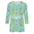 thumbnail image 3 of APEXFWDT Happy Easter Tshirt Woman Plus Size 3/4 Sleeve Rabbit Graphic Printed Tee Shirts Cute Easter Casual Crewneck Gift Tops, 3 of 5