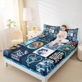 thumbnail image 4 of Feelyou Hunting and Fishing Queen Sheet Sets, Rustic Pike Fish Flat Sheet, Vintage Blue Patchwork Queen Fitted Sheet, Super Cozy Room Decor, 4-Piece, 4 of 7