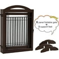 thumbnail image 6 of Bilot Pet Gate 148'' Extra Wide Freestanding Dog Gate for Doorway Stairs Indoor Wooden Dog Fence 6 Panels Folding Step Over Divider, Espresso, 6 of 7