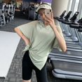 thumbnail image 3 of Camisetas de Yoga holgadas de verano para mujer, camisetas de manga corta para gimnasio, camisa deportiva de secado rápido, camisetas de entrenamiento para Fitness, ropa deportiva atlética para correr, 3 of 5