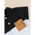 thumbnail image 4 of Kmbangi Vêtements d'Été pour Garçons, Ensemble 2 Pcs, Col Rabattu, Manches Courtes, Poches, Couleur Contrastée, 1-6 Ans, 4 of 8