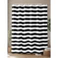 thumbnail image 4 of Black and White Stripes Shower Curtain, Geometric Modern Minimalist Nordic Style Waterproof Shower Curtain Set with 12 Hooks Lightweight Washable Fabric Shower Curtains for Bathroom 48x72 Inches, 4 of 6