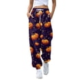 thumbnail image 2 of Womens Halloween Pajamas Pants Halloweens Yoga Pajamas Comfy Stretch Drawstring Pajamas Loose Fit Loungewear Bottoms, 2 of 6