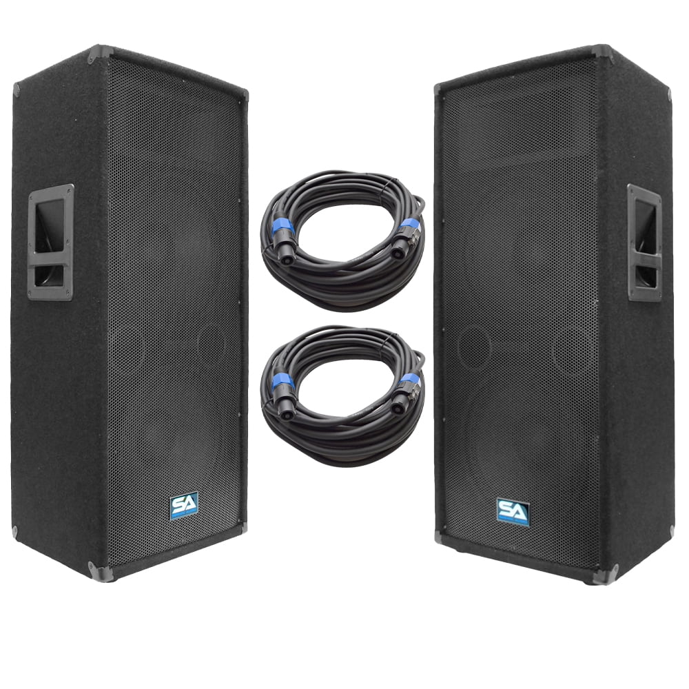 Seismic Audio Pair of Dual 12" PA/DJ Loudspeakers and 50' Speaker