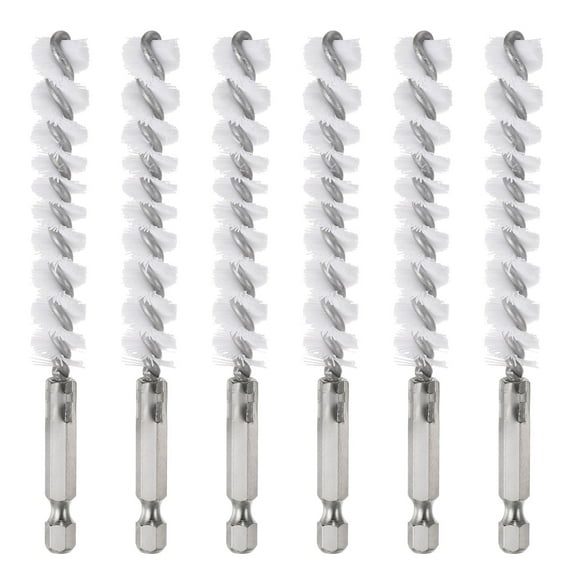 Uxcell 6Pcs Nylon Bore Brush 12mm Dia 4.5" Long Cleaning Twisted Wire Brush for Tubes and Bearings