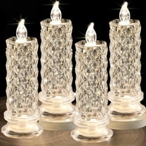 Rose Shadow LED Flameless Candles, 4PCS Romantic Battery Operated Candles Led Pillar Candles for Valentines Anniversary Wedding Christmas Decorations
